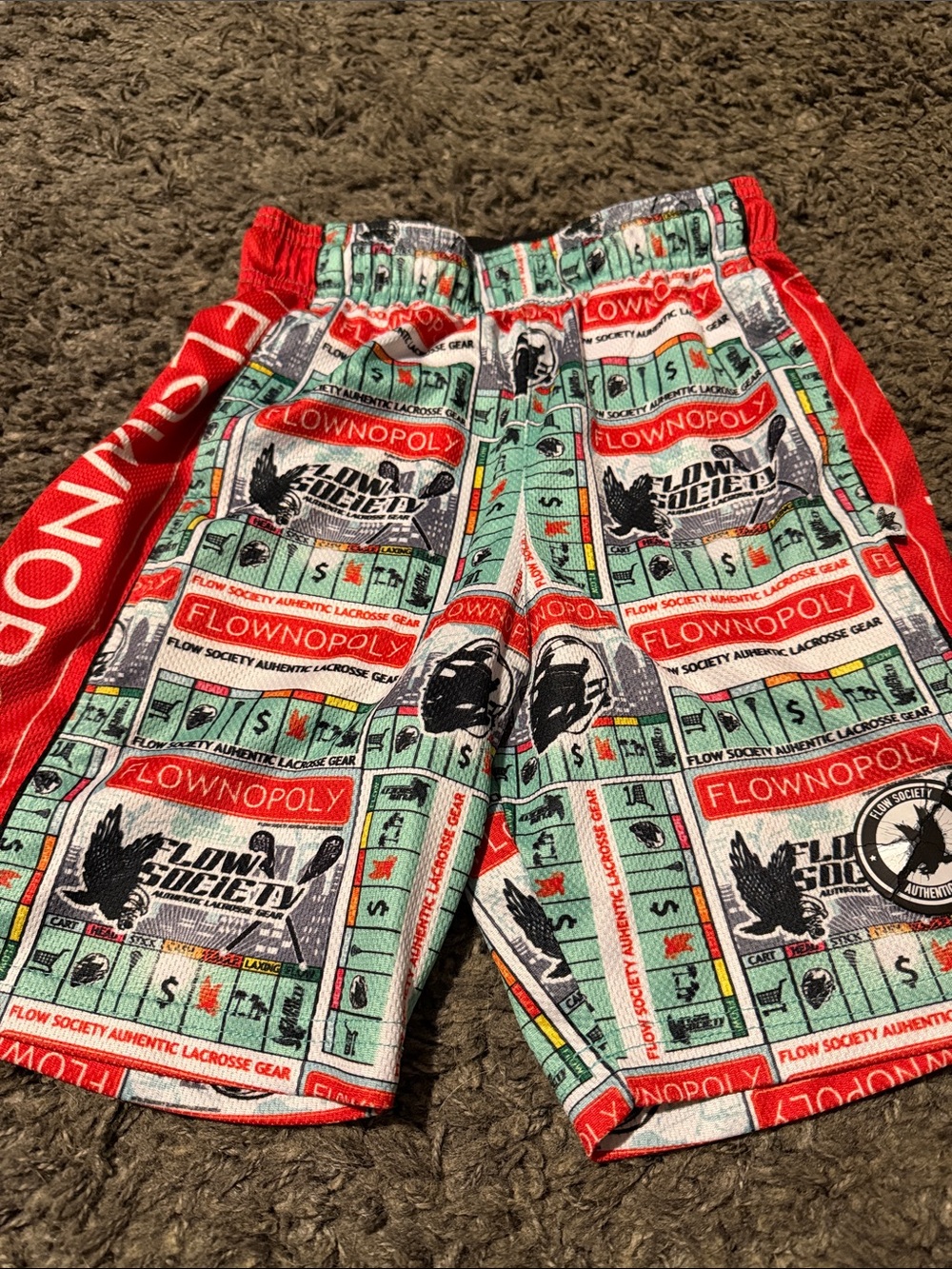 Flow Society Kids Red & Mint Gameboard Print Shorts